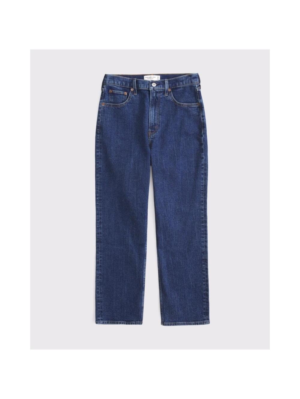 Abercrombie & Fitch blue high rise straight leg jeans Size 8 dark wash #denim